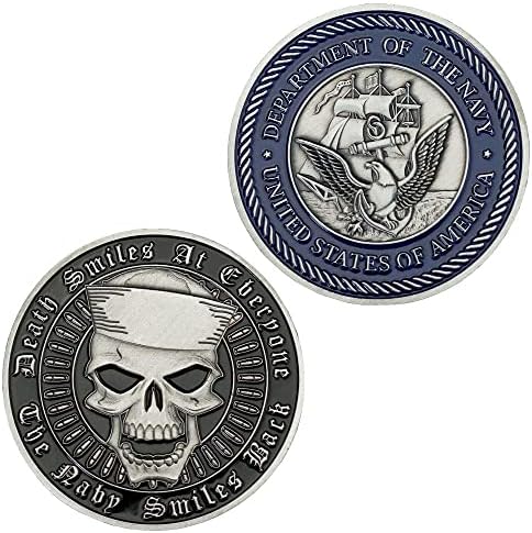 Gümüş Kafatası Desen ABD Askeri Sikke Bölümü Devletleri Donanma Sahil Güvenlik Hatıra Koleksiyon Hediye Kaplama hatıra parası