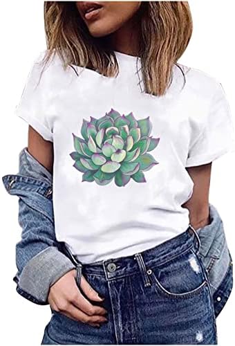Rahat Modal T Shirt Kadınlar için Batı Etnik Tarzı Antilop Grafik Vintage Tops Renkli Çiçek Baskı Crewneck Gömme Bluz