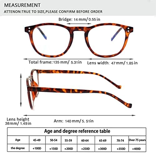 Henotin 5-Pack okuma gözlüğü mavi ışık engelleme kadın erkek hafif bilgisayar okuyucular bahar menteşe ile