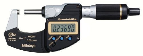 Mitutoyo 293-185, 0-1 X.00005 / 0.001 mm IP65 QuantuMike Dış Mikrometre, Çıkış Yok, Cırcır Yüksük