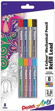 Pentel Arts 8 Renk Dolum Kurşun, Çeşitli Renkler, 8 Paket (CH2BP8M)
