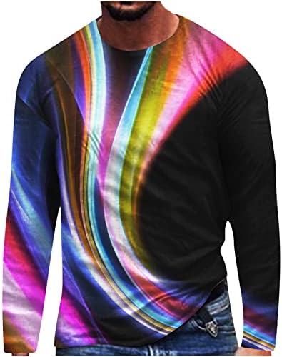 Ozmmyan Komik T Shirt Erkekler için Uzun Kollu Üst 3D Baskı Spor T-Shirt Gevşek Yuvarlak Boyun Kazak Tunik Üst Bluz ve Gömlek