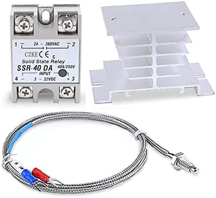 MODBAND Dijital 220V PID REX-C100 sıcaklık kontrol cihazı + maks.40A SSR + K termokupl PID denetleyici seti + ısı emici (renk: Set