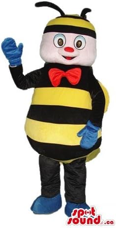SpotSound Sevimli Bal arısı kırmızı papyon Çizgi film karakteri Maskot ABD Kostüm