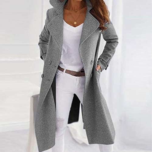 Bayan Sıcak Ceketler Moda Yün Yaka Katı Uzun Kollu Palto Kış Açık Termal Kabanlar Tops