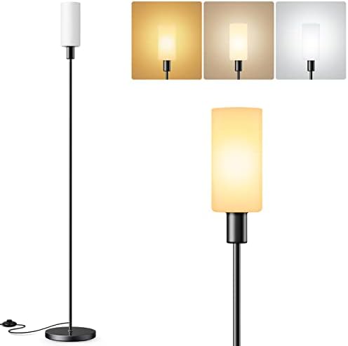 Oturma Odası için XMEYE Zemin lambası, Ayak kontrollü 3 Renk sıcaklığı modern ışık, Yeşim Beyaz Mat Cam gölgeli ince Minimalist Ayakta
