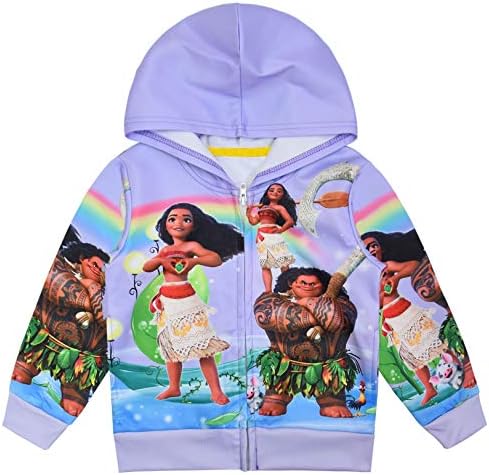 KİDHF Kızlar Zip Hoodie Moana Kazak Çocuk Ceket Karikatür Dış Giyim Ceket