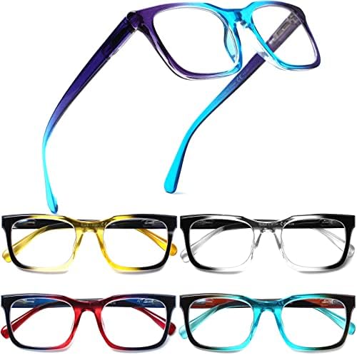 Henotin 5 Paket Bayanlar okuma gözlüğü kadınlar için bahar menteşe moda mavi ışık engelleme gözlük okuyucular kadınlar için