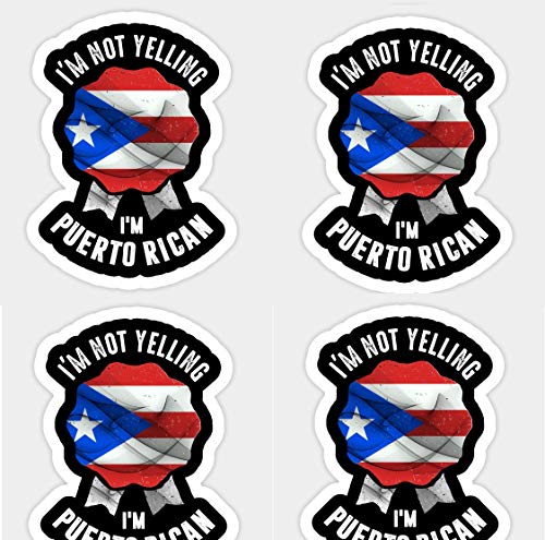 4 adet Komik Porto Riko Sticker, 2.5 inç Sert Şapka Çıkartmaları Komik Porto Rikolu