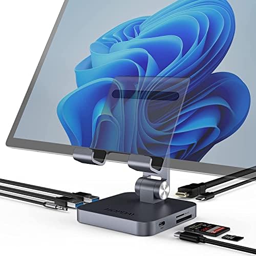 USB C Hub Standı/Tutucu için iPad Pro, HOPDAY 8 in 1 Yerleştirme İstasyonu için MacBook Pro / Hava, (4 K HDMI, USB 3.0, 60 W PD, 3.5