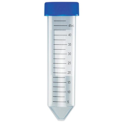 United Scientific ™ D1001-C Polipropilen Santrifüj Tüpü Takılı Mavi Düz Üst Vidalı Kapaklı, Steril, Baskılı Mezuniyet, Poşet, 50mL