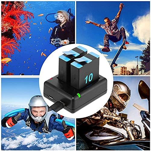 Hero 10/9 Yedek Piller GoPro Hero 10/9 Siyah AHDBT-10-1 ile Uyumlu 2'li ve 2 Kanallı USB Tip-C Şarj Cihazı (GoPro10/9 Pil ve Şarj Cihazı