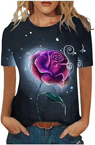 Kelebek Üst Kadınlar için Yaz 2023 Tunik Üstleri Kısa Kollu Crewneck Bluz Casual Gevşek Neon Kelebek Baskı T-Shirt