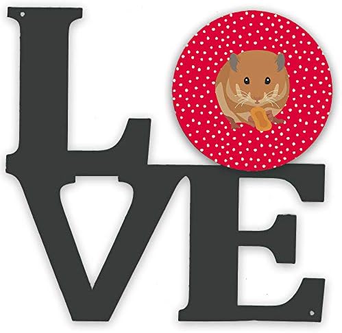 Caroline'ın Hazineleri CK5444WALV Oyuncak Ayı Hamster Aşk Metal Duvar Resmi Aşk, Kırmızı,