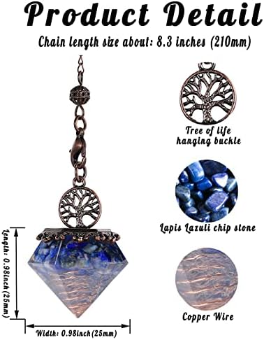 DUQGUHO Sarkaç Kristal Lapis Lazuli Sarkaç Maden Doğal Şifa Kristal Taş Sarkaç Kristal Enerji Kehanet Büyücülük Dengeleme Meditasyon