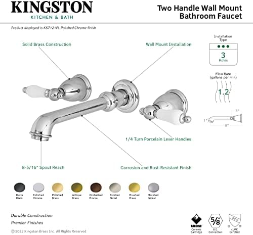 Kingston Pirinç KS7120PL İngilizce Ülke Banyo Bataryası, Mat Siyah