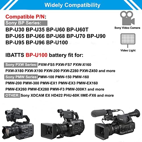 IBATTS 6800 mAh BP-U100 Şarj Edilebilir Pil 2X D-Tap & USB Çıkışı için PXW PMW Serisi Kamera ve Kamera PXW-Z190 PMW-100 160 EX1 EX1R