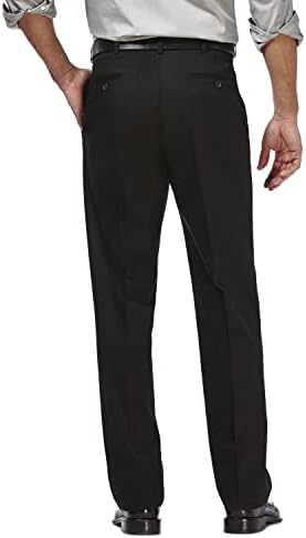 Haggar erkek Premium Demir Haki Klasik Fit Genişletilebilir Bel Düz Ön Pantolon Reg. ve Büyük ve Uzun Boylar