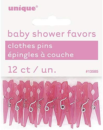 Benzersiz parti plastik bebek duş iyilik mandal (12'li paket) (Bir boyut) (Pembe)