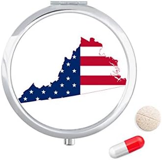 Virginia ABD Haritası Yıldız Çizgili Bayrak Şekli Hap Kutusu Cep tıbbi saklama kutu konteyner Dağıtıcı