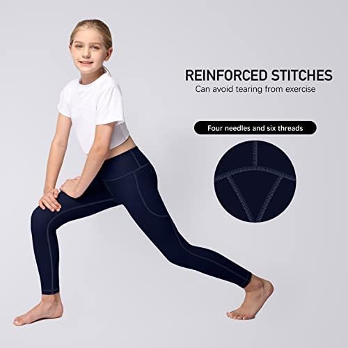 2 Cepli Kızlar için Yoga Aktif Tayt - Atletik Çocuklar için Egzersiz Yoga Pantolonu