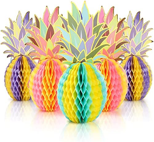 Hiceeden 12 Paket Ananas Parti Centerpieces, Tropikal Ananas Petek asılı dekorlar, Hawaii Masa Süslemeleri Luau Parti Yaz Plaj, 3 Renk
