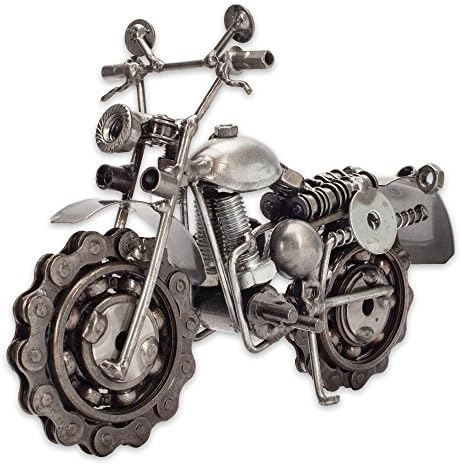 Geri Dönüştürülmüş Metalden Yapılmış Koleksiyon Sanat Heykeli 7 inç Kaba Binici Motosiklet