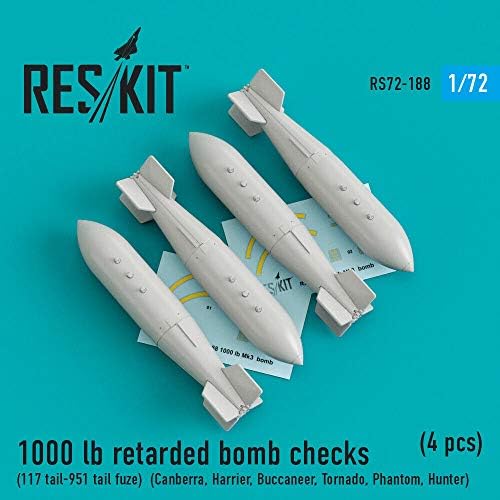 Reskıt RS72-0188 - 1/72 1000 lb Geri Zekalı Bomba Kontrolleri (117 kuyruk-951 Kuyruk tapası) (Canberra, Harrier, Korsan, Kasırga, Hayalet,
