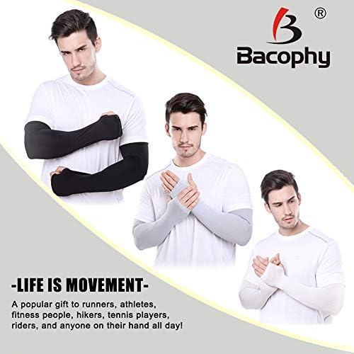 Bacophy 3 Pairs Kol Kollu Başparmak Delikleri ile Kadın Erkek UV Koruma Soğutma, UPF 50 Sıkıştırma Uzun kol kapağı