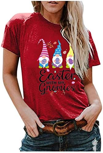 Paskalya T Shirt Kadınlar için Renkli Yumurta Mektup Baskı Gömlek Yuvarlak Boyun Kısa Kollu Tee Tops 2023 Yaz Bluzlar