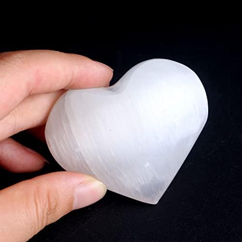 BİNNANFANG AC216 1 PC Şeffaf Kalp Şekilli Beyaz Selenite Alçı Taş Kuvars Kristal Aşk Güç Gevşeme Kehanet Reiki Şifa Dekor Kristaller