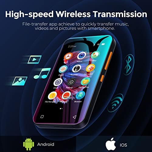 Bluetooth'lu WiFi Mp3 Çalar, TİMMKOO 4.0 Hoparlörlü Tam Dokunmatik Ekranlı Mp3 Mp4 Çalar,FM Radyo, Kaydedici, E-Kitap, Saat, Tarayıcılı