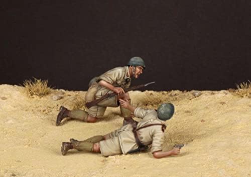 1/35 Reçine Şekil Asker Modeli İKINCI dünya savaşı Kuzey Afrika Asker Reçine Minyatür Kiti (2 Kişi, Demonte ve Boyasız) / / OT5-3