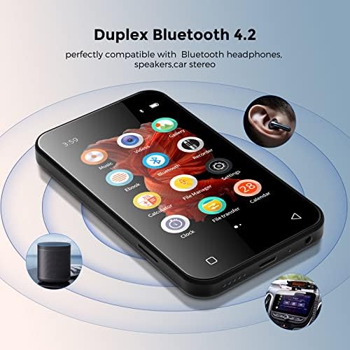Bluetooth'lu TİMMKOO MP3 Çalar, Hoparlörlü 4.0 Tam Dokunmatik Mp4 Mp3 Çalar, Bluetooth'lu Taşınabilir HiFi Ses Mp3 Müzik Çalar, Ses