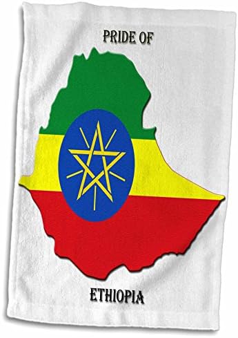 3dRose Sandy Mertens Dünya Bayrakları-Haritada Etiyopya Bayrağı-Havlular (twl-210453-3)