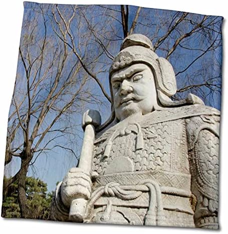 3dRose Çin, Pekin. Ming Mezarları, geleneksel kostümlü savaşçı heykeli. - Havlular (twl-187502-3)