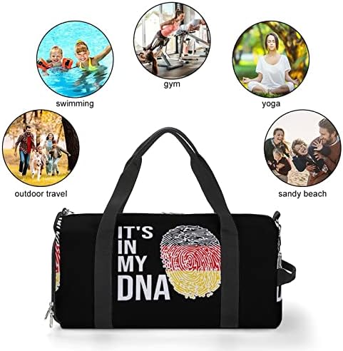 Bu Benim DNA Almanya Bayrağı Spor silindir çanta Spor Seyahat Tote Su Geçirmez omuz çantası Ayakkabı Bölmesi ile Erkekler Kadınlar