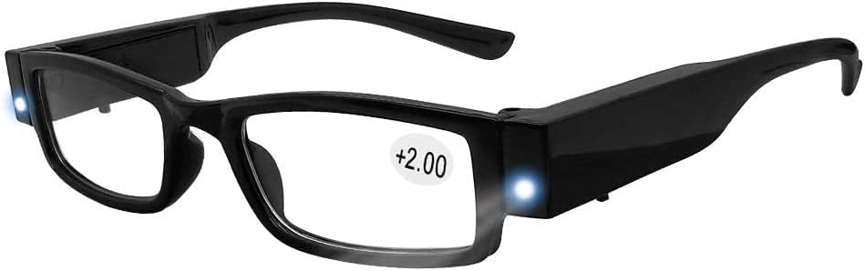 VS GÖZLÜK 4 Adet okuma gözlüğü Led ışıklı Okuyucular Sağlam Dikdörtgen Plastik Çerçeve - (4 Paket)