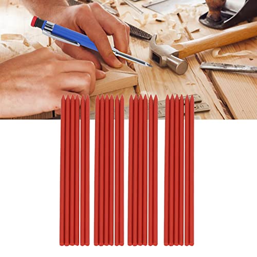 ViaGasaFamido 24 Adet Marangoz Kalem Dolum 2.8 mm Dolum Grafit HB Kalem Dolum Çizimler için Mekanik Ahşap Yapı saklama kutusu (Kırmızı)
