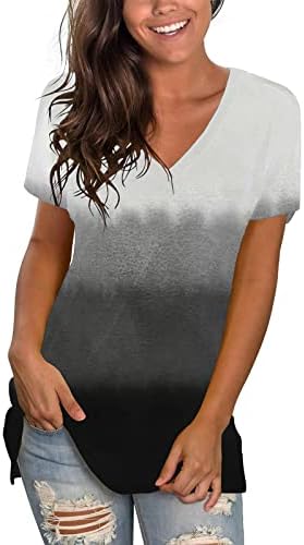 Kısa Kollu Elbise V Boyun Pamuk Grafik Rahat Üst Tee Kızlar için T Shirt Yaz Sonbahar Kadın CB CB