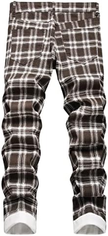 RANMCC Ekose Pantolon Erkekler için Sıska Düz Ön Streç İnce Rahat İş takım elbise pantalonları