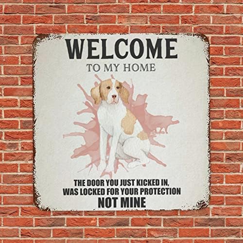 Komik Köpek Metal İşareti Plak Pet Köpek Evime hoş geldiniz Komik Pet Köpek Kapı Askısı İşareti Vintage Pub Cafe İşareti Retro Metal