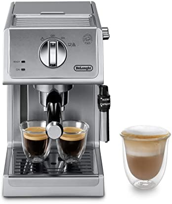 De'longhi Bar Pompası Espresso ve Cappuccino Makinesi, 15, Paslanmaz Çelik ve DeLonghi Çift Duvarlı Termo Latte Bardak, 2 Set, 2 Adet