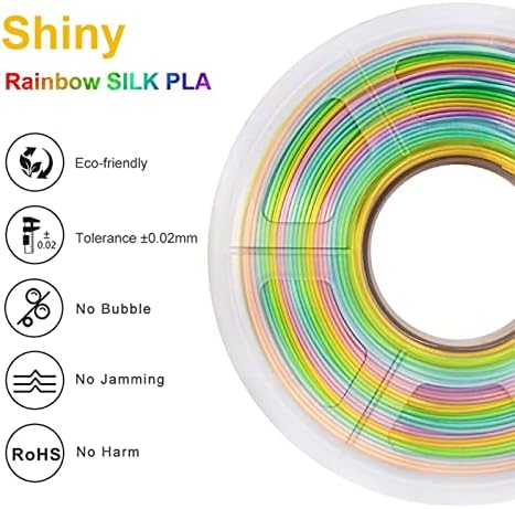 COUNTOOZQ Ipek PLA 3D Yazıcı Filament Paket 1.75 Mm Gökkuşağı Renkli Ipek Parlak PLA Renk Değişimi 3D Baskı Malzemesi Fit En FDM 3D