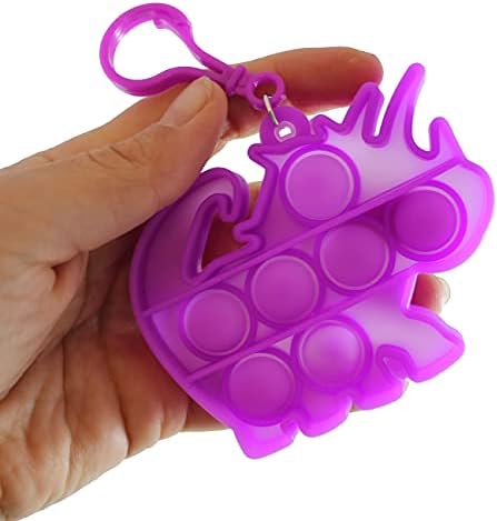 Meraklı Zihinler Meşgul Çantalar Klipte 4 Mini Dinozor Kabarcık Pop Fidget Oyuncak-Silikon İtme Poke Bubble Wrap Fidget Oyuncak-Sırt