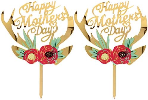 PartyKindom Mutlu Anneler Günü Akrilik Kek Dekorasyon Kek Ekleme Kartları Kek Toppers Parti Doğum Günü için