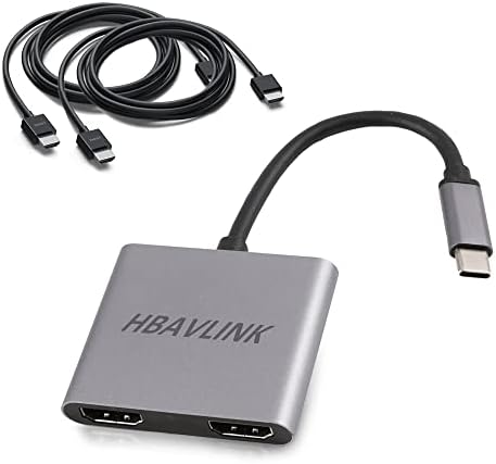USB C HDMI Adaptörü 4 K 60Hz, HBAVLİNK Çift Monitör HDMI Splitter Genişletilmiş Ekran, USB-C Çift HDMI Adaptörü Laptop için, USBC MST