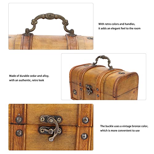 Ahşap Kutu, Depolama Gövde Zarif Vintage Stil Bellek Kutusu Kompakt Taşınabilir Takı Saklama kutuları Dekoratif Çekici Bavul Ev Dekorasyon
