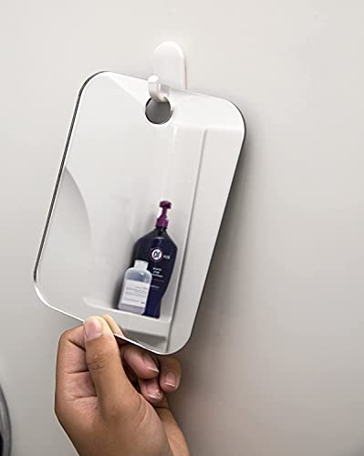Tıraş İyi Buğu Önleyici Duş Aynası-Sissiz Banyo Tıraş Aynası-Erkekler ve Kadınlar için-Çıkarılabilir Yapışkanlı Kanca-Çerçevesiz-Taşınabilir-Seyahat,