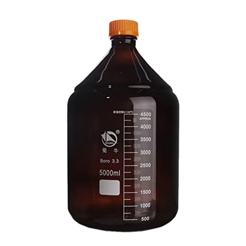 Deschem 5000 ml,Laboratuvar Cam Amber Reaktif Şişesi, vidalı kapak Kapak, 5 Litre Kahverengi Şişesi Mezuniyet 4500 ml